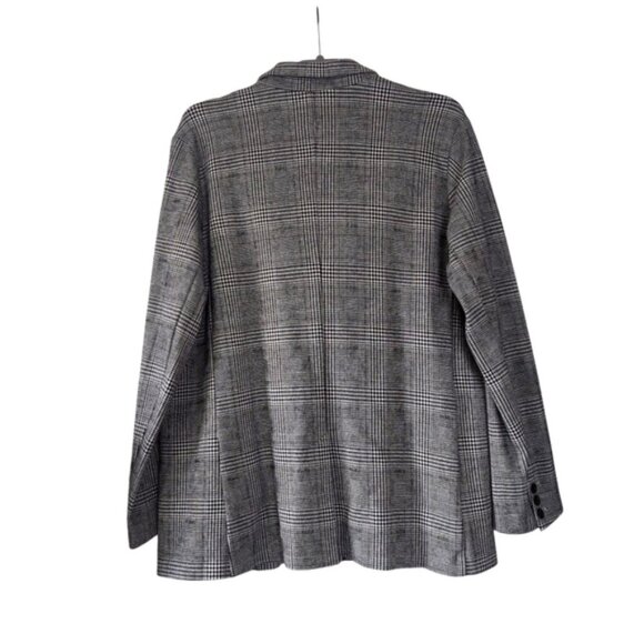 Denver Hayes Academia Preppy Oxford Ponte Knit Lady Like Plaid Blazer XXL - Picture 2 of 6